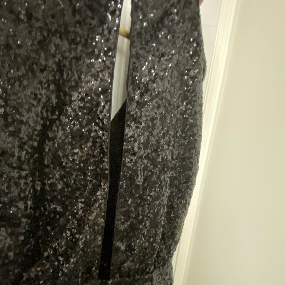 H&M PARTY BLACK SEQUIN OPEN BACK MINI DRESS - Picture 4 of 6